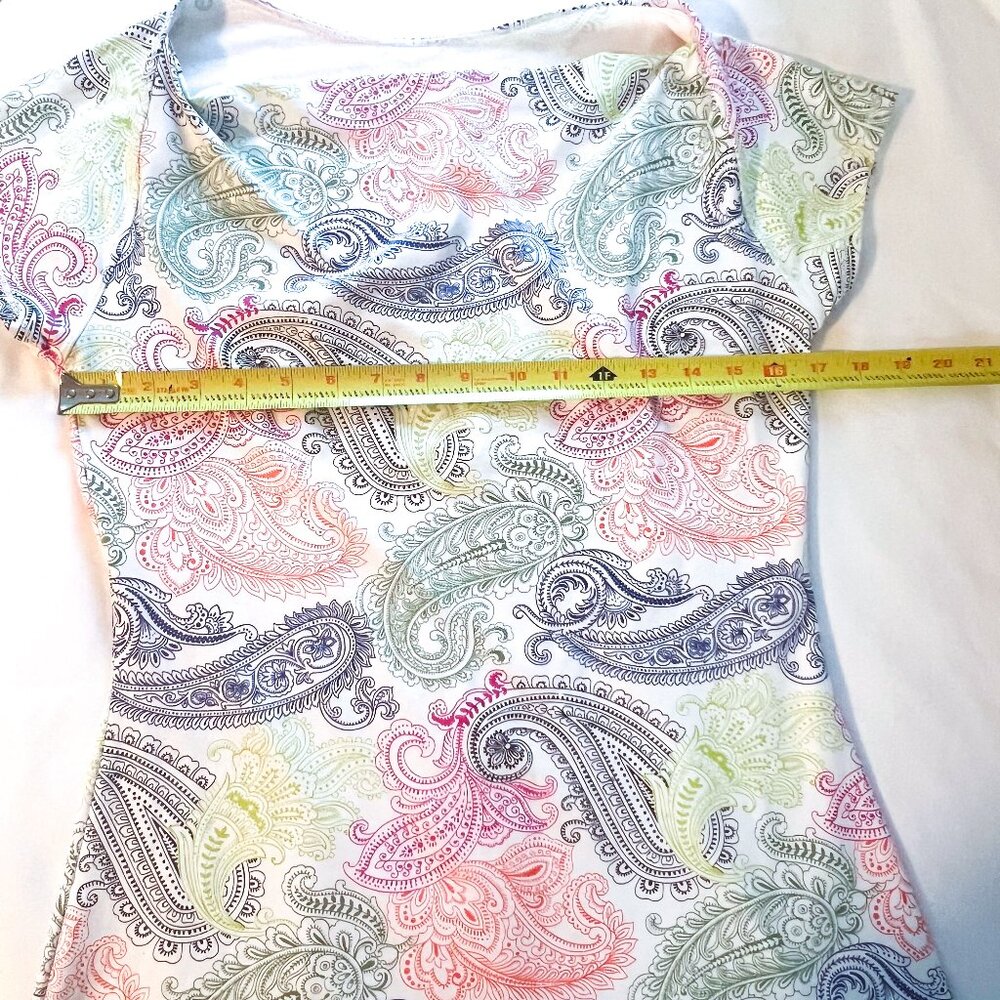 TITLE NINE Size small‎ Paisley Knit Mini Dress Draped Cowl Neck Vibrant - Picture 7 of 10